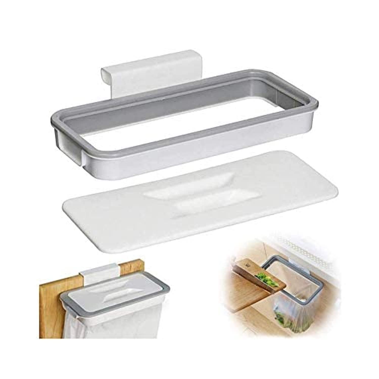 Beauenty Portable Trash Bag Holder, Hanging RV Garbage Bag Holder, with Lid Kitchen Trash Bin Garbage Bags Storage Rack (c1)