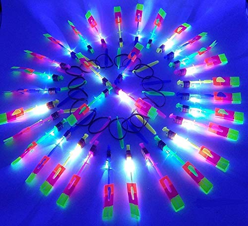 32̂΂炵A[PbgwRv^[B Led Light Helicopter Flying Toy-Elastic Powered Sling Shot HeliB tAwRv^[ɎĂ