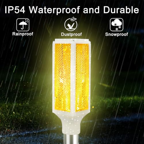Aolyty Solar Lights Outdoor, Waterproof Driveway Markers Reflective, Warning Flash Light with 2 Lighting Modes, LED Solar Light 4 Pack for Parking Lots, Yard, Sidewalk, Stop Sign, 30 Inches (Orange) - Thumbnail 4