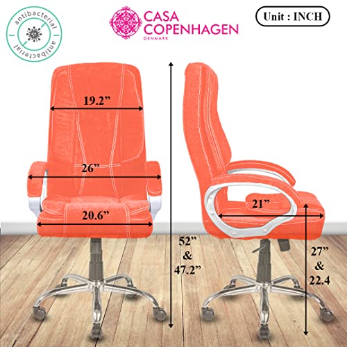 Image of Casa Copenhagen Zurich Collection Designed in Denmark,High-Back Imported Anti - Bacterial Fabric Home & Office Ergonomic Chair with Advanced Mechanism, Luxurious Seating & Arm-Rest - Orange Mania