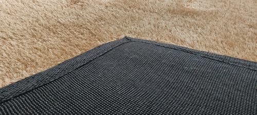 Image of Upgrade Rugs Medium Size 4x6 Feet Rectangular Kaleen Bedroom Indoor Floor Carpets Anti Skid Handwoven Solid Plain Shaggy Rugs High Pile, Floor Carpets for Home Color Skin Beige 1