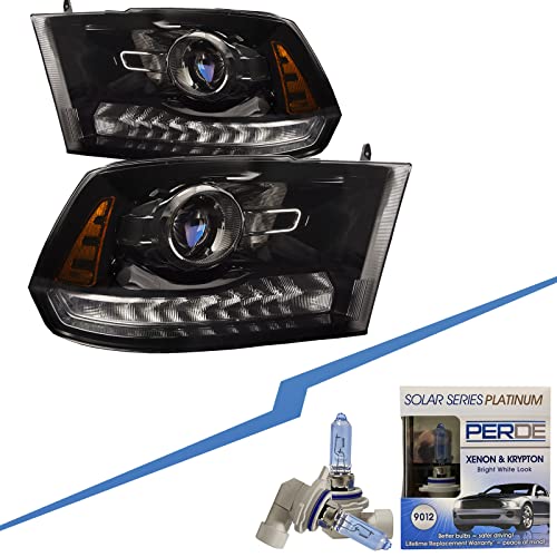 PERDE Projector Headlights with LED DRL for 2013-2014 Ram 1500