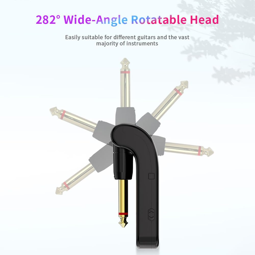 Kavolet Système de guitare sans fil 2,4G, émetteur et récepteur de guitare rechargeables, avec 10 heures d’autonomie de batterie, Plug and Play, transmission en temps réel 48K/16bit, connecteur