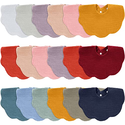 Image of Xtinmee 18 Pcs Muslin Baby Bibs Bulk Baby Bandana Drool Teething Bibs Absorbent Soft Burp Bibs Cotton for Boys Girls Infant