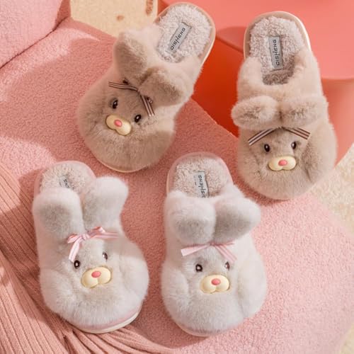 Women's Bunny Slippers Cute Animal Slippers Girl Warm Rabbit Plush Slippers Cozy Fluffy Kawaii Fuzzy Thanksgiving Indoor Bedroom4