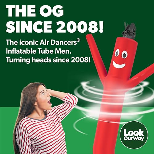 LookOurWay Air Dancers Wacky Waving Inflatable Tube Guy - 7ft Tall Inflatable Advertising Waving Dancing Man with Sky Dancer Blower - Red