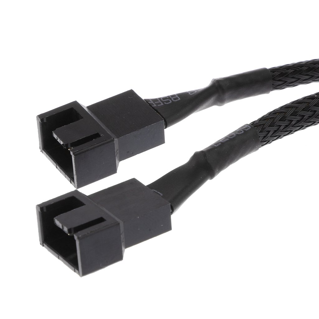 2 x 4 pin Fan Y Splitter Power Extension Cable 2 Fans Splitter Lead All Black Sleeved-image-15