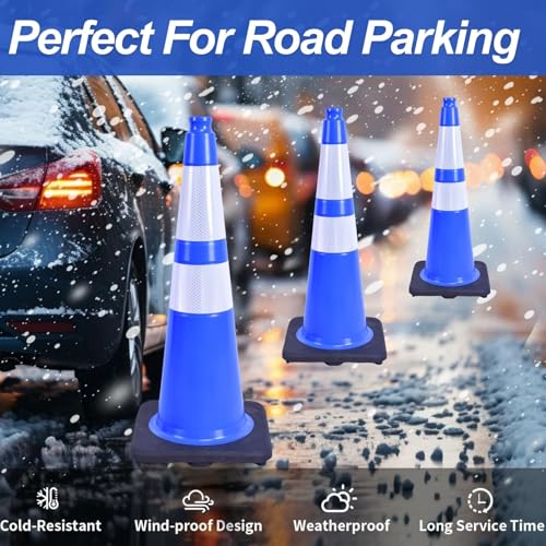 Image of BESEA 8 Pack 28 Inch Blue Traffic Cones with Wide Weighted Base