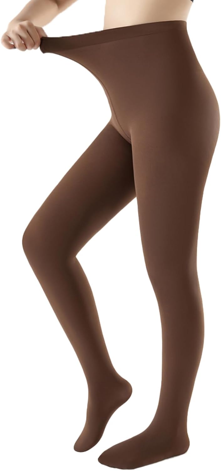 Women's 80 Denier Soft Opaque Tights, High Waist Solid Color Footed Pantyhose