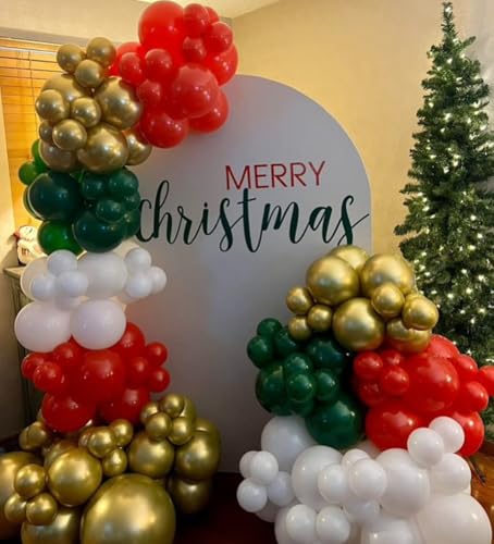 Image of HXBELTQ Christmas Balloons,55Pcs Red and Green Balloons, 12in Red Green Gold and White Balloon for Merry Christmas Theme Birthday Graduation Party Decorations