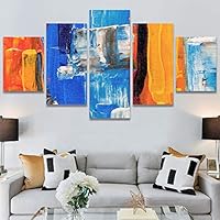 SIGNWIN 5 Panel Canvas Wall Art Modern Art Contemporary Digital Art Dramatic Geometric Multicolor Patterns for Home Decorations Ready to Hang - 60