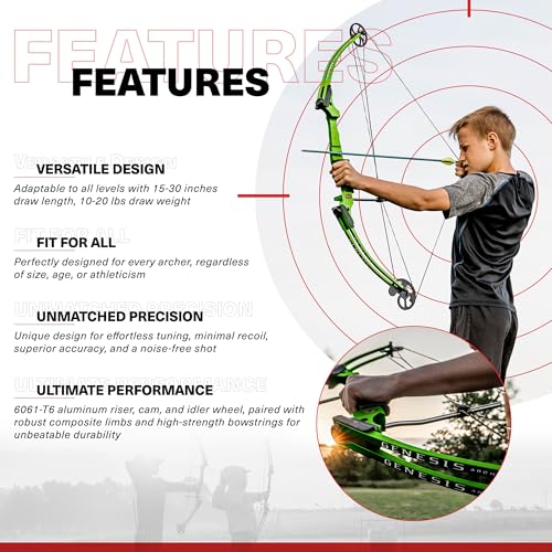 Genesis Archery Compound Bow w/Adjustable Draw Length from 15