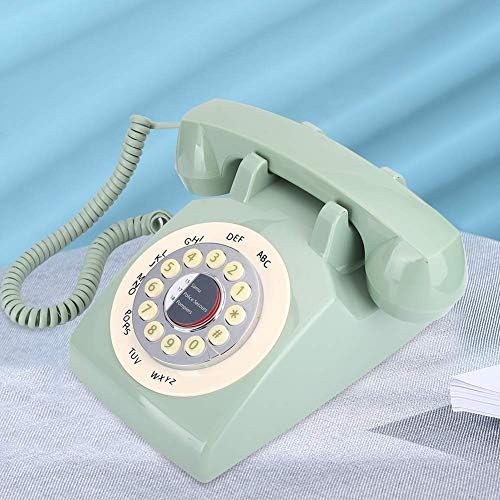Longzhou Vintage Retro Phone,Vintage Button Telephone Desktop Retro Wired Landline Corded Phone Home Office (Green)