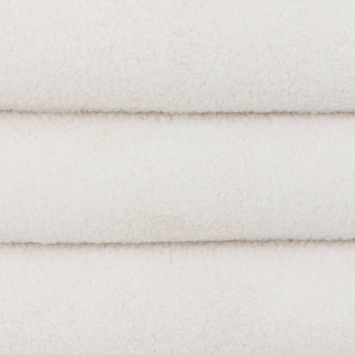 Atmosphera - Pouf Coffre Giulia, Tissu Bouclette Blanc, L 59 x P 45 x H 40 cm - pour Salon, Chambre, Entrée, Meuble de Rangement