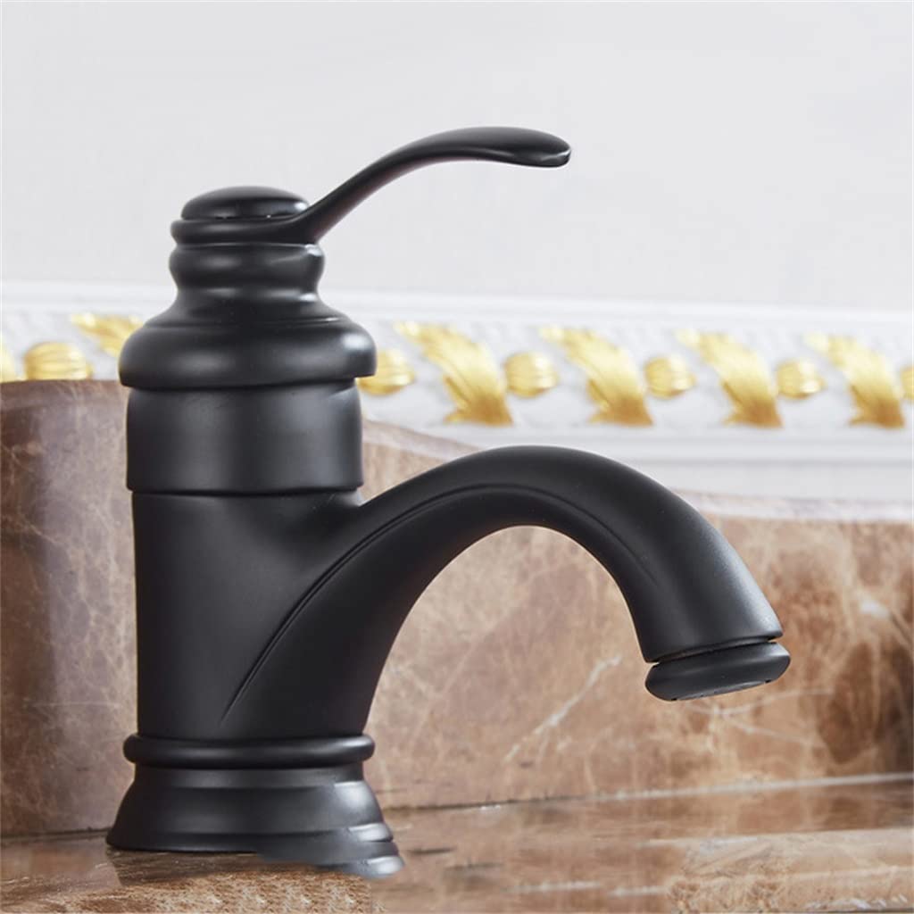 Robinet en laiton avec finition noir mat anti-traces pour vasque de salle de bain