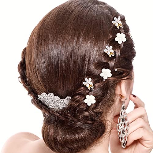 20 Pcs Small Pearl Hair Claw Clips, Mini Flower Hair Clips Small Hair Jaw Clips for Women Girl's Hair