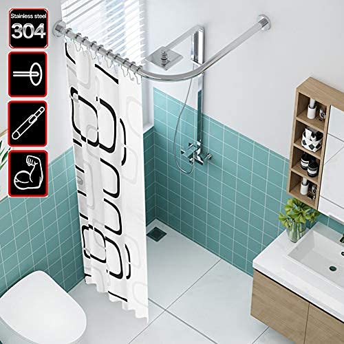 Barre de douche en L télescopique en acier inoxydable réglable sans perçage
