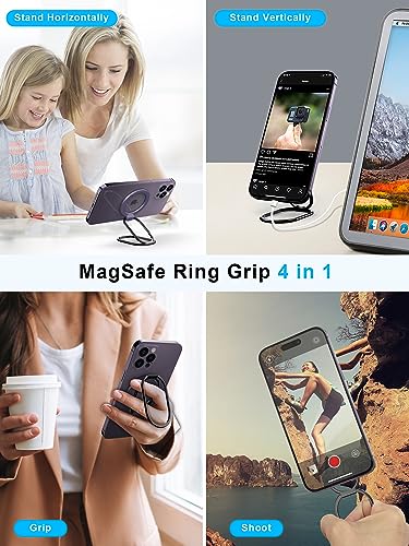 Image of 【2025 Upgraded】 Mag Safe Phone Ring Holder, SUPERONE Adjustable Magnetic Kickstand & Removable Phone Grip Compatible with Wireless Charging Only for iPhone 17 & 16 & 15 & 14 & 13 & 12 Series - Purple