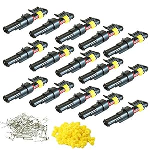 CESFONJER Imperméable à l’eau Connecteur, Électrique Prise Mâle et Femelle, AWG Connecteur étanche électrique pour Moto Scooter Auto Truck Marine Fil Harnais Sockets (2 Pin × 15 Ensembles)