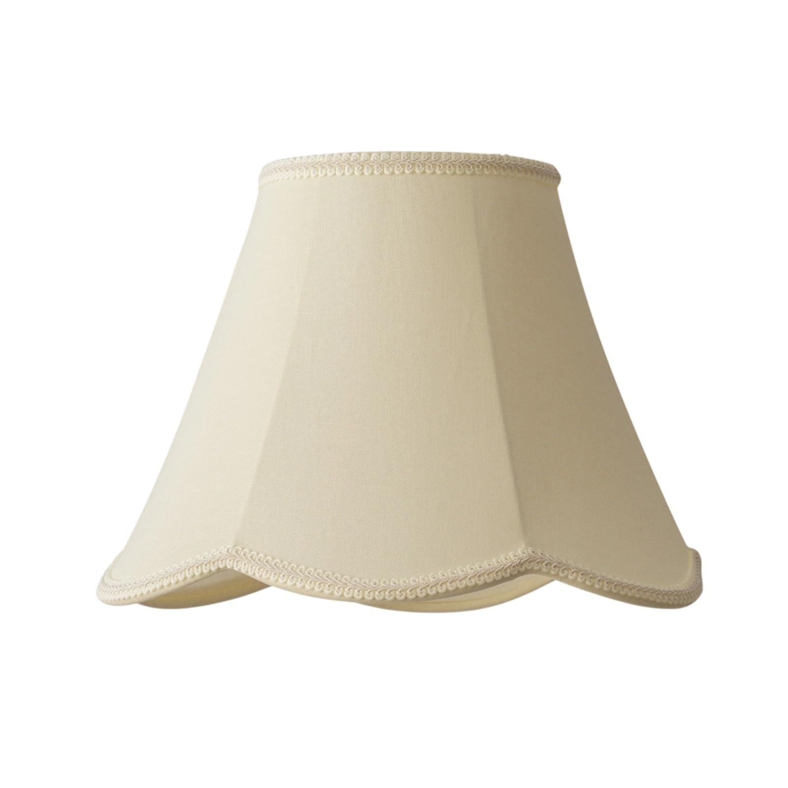 Lampenschirm mit Wellenrand beige Stofflampenschirm klassisch Ersatz-Lampenschirm für Wohnzimmer, Schlafzimmer