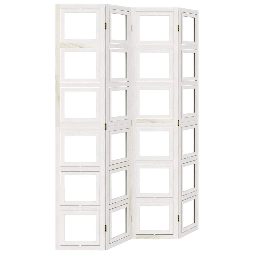 Paravento in legno massello di paulownia, 4 pezzi, paravento pieghevole, 140-145 cm di larghezza x 200 cm di altezza, bianco, per soggiorno e ufficio