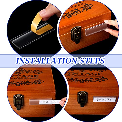 3 X 1 Inch Self Adhesive Label Holders With Paper Label Inserts Clear Shelf Tag Label Holders Plastic Price Tag Holder For Supermarket School Library Bookshelves Mailbox Storage Bins (150 Pieces) #TOP1