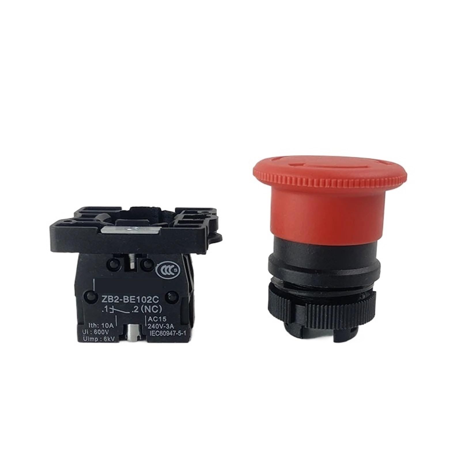 XB2-ES542 Interruptor pulsador de parada de emergencia giratorio, rojo, NC, 22 mm, 220 V, 10 A, 1/5/10 unidades(10pcs)