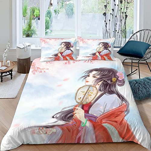MOKURI Kinderbettwäsche Anime Bettwäsche 135x200cm Kinder 3teilig Süßes...