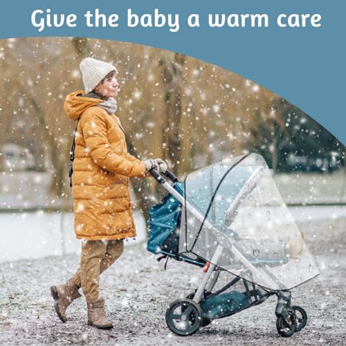 Regenschutz Kinderwagen Universal - Transparentes Regenverdeck mit Zugangsfenster - Schützt vor Regen, Wind und Schmutz - Einfache Montage und Aufbewahrung, Gute Luftzirkulation, Schadstofffrei