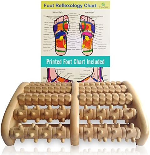 TheraFlow Foot Massager for Plantar Fasciitis Relief, Relaxation Gifts for Women, Men - Foot Roller for Foot Pain, Neuropathy, Heel Spur Pain, Stress Relief, Reflexology Tool - Wooden (X-Large)