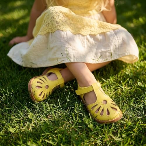 Image of THEE BRON Toddler Girls Closed-Toe Sandals Sweet Retro Cutout Summer Dress Shoes