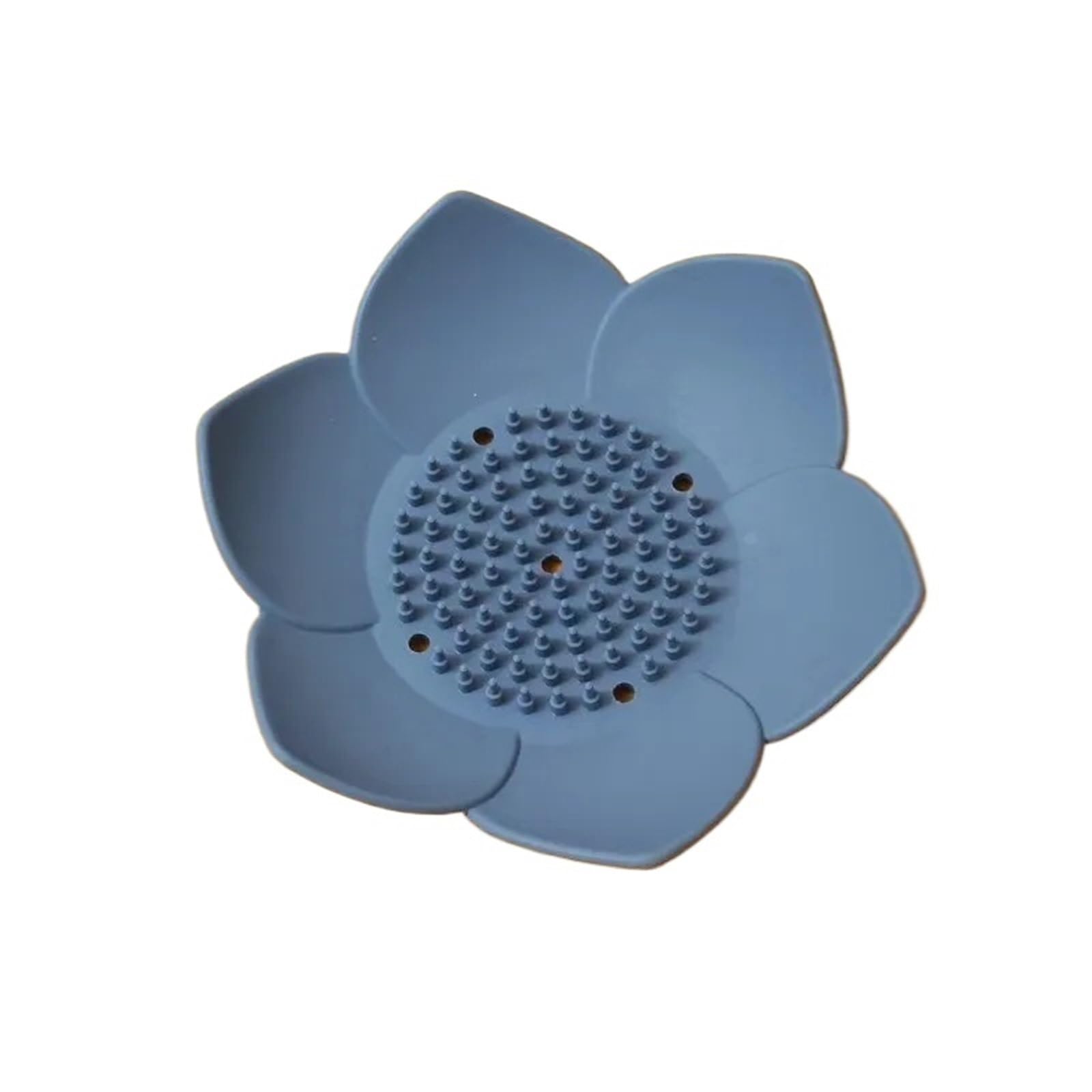 3pcs Lotus Shape Non-slip Silicone Soap Dish - Elegant Draining Soap Box for Bathroom Accessories(Navy blue)