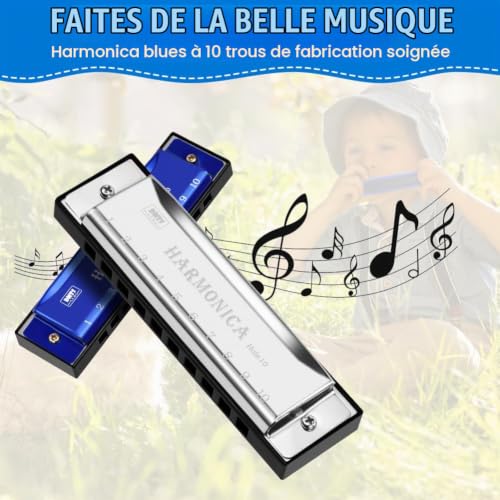 OFFCUP Harmonica Chromatique 10 Trous 40 Tons Clé de Do, avec Sac de Rangement pour Débutants, Enfants, Étudiants, Adultes - Meilleur Cadeau en Argent – vue 5