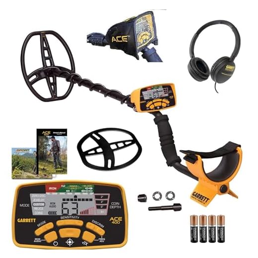 Garrett ACE 400 Metal Detector – Made in The USA - Digital Target ID, Iron Audio, Adjustable Frequency, Electronic Pinpointing, Includes Headphones & Searchcoil Cover