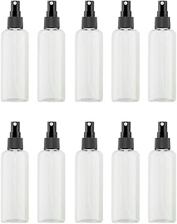 VOANZO 10PCS Empty Plastic Spray Bottle 100ml Fine Mist Travel Atomiser Set Refillable Travel Size Bottle Toiletries Liquid Containers (white)