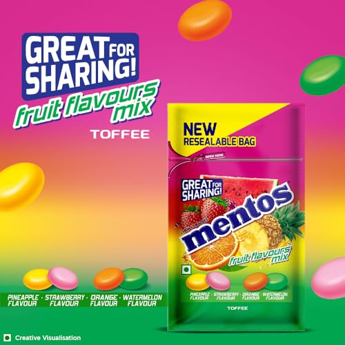 Image of Mentos, Rainbow Assorted, Chewy Dragees Pouch, 136G 40Pic(Orange,Mint)