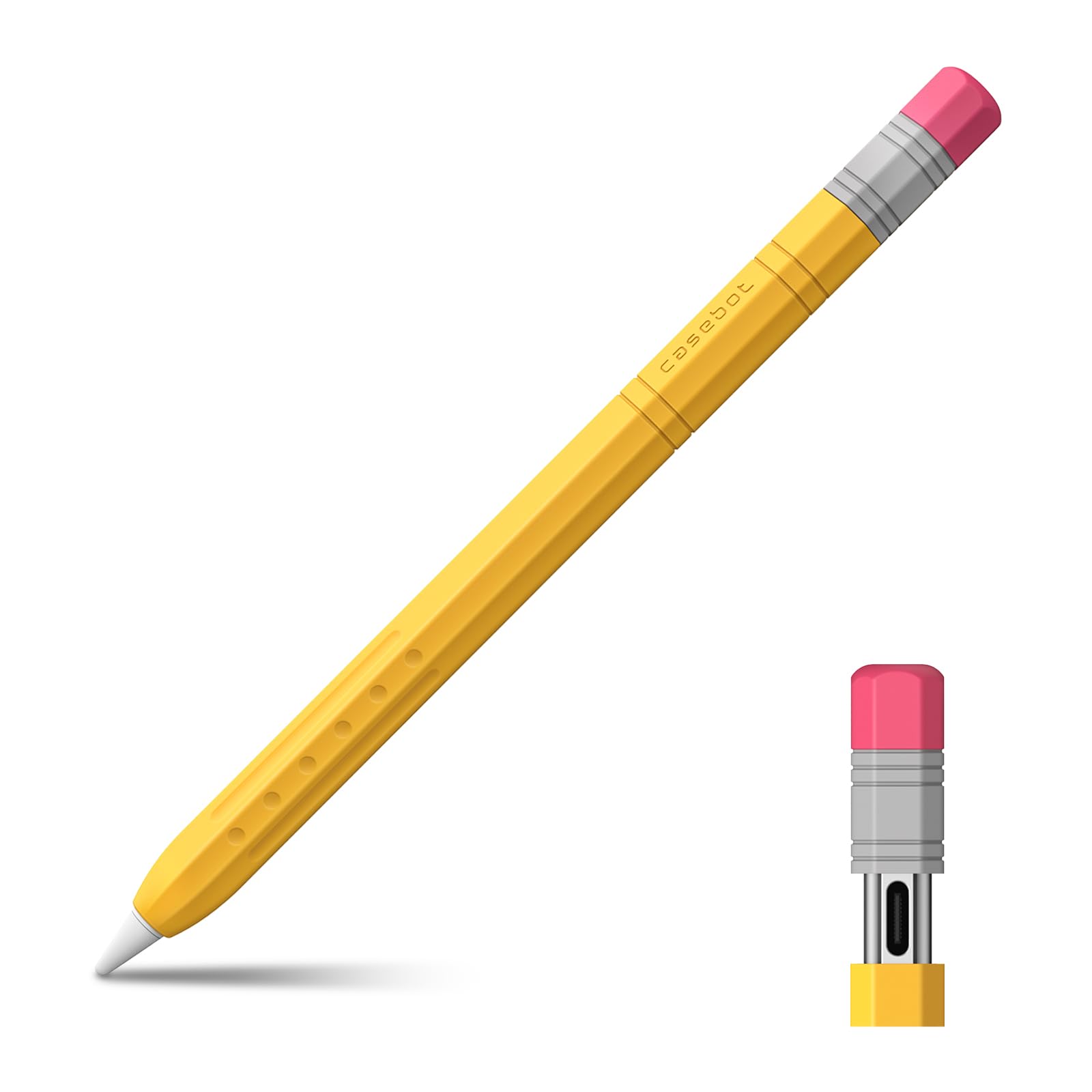 Fintie Silicone Sleeve for Apple Pencil (USB-C), Light Pen Skin Case Cover Soft Protective Anti-Slip Pencil Grip Holder, Supports Magnetic Attachment, Yellow-picture-17