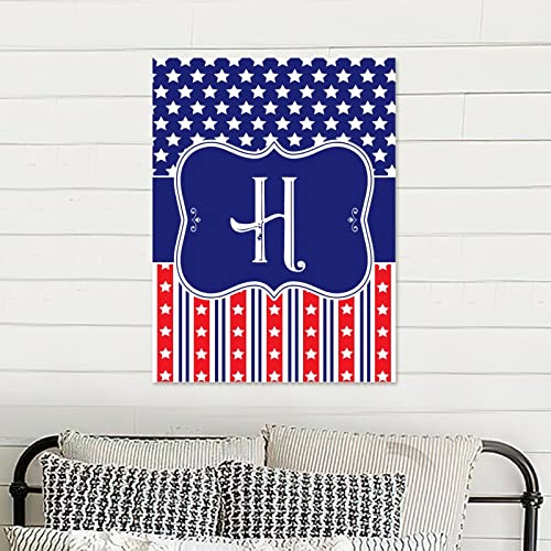 Panneau bois monogramme H pour decoration murale rustique - 7