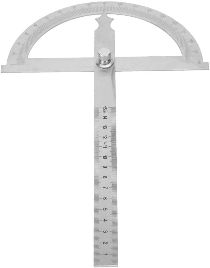 Protractor Ruler, Stainless Steel Protractor Goniometer 15cm Ruler 180