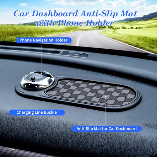 image for Jiechen Universal Anti-Slip Car Dashboard Mat with 360° Rotating Phon