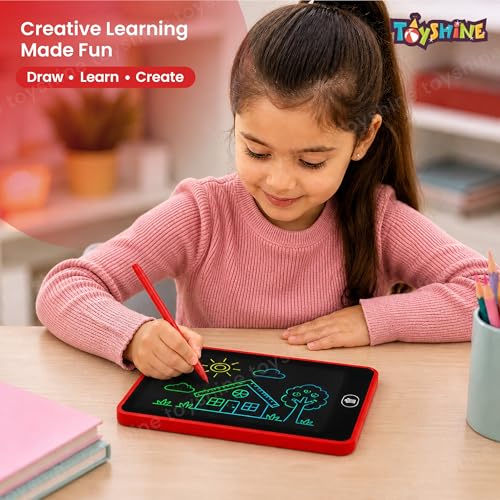 Image of Toyshine 2 in 1 Digital LCD Writing Tablet Children Doodle Board with Pencil Box for Kids 3-10 Years Old Boys /Girls Gifts Education Learning Toy, Red