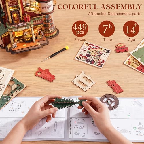 ROKR - Fábrica de sueños de rompecabezas de madera 3D, rompecabezas mecánicos de madera 3D para adultos, kits de modelos musicales para adultos, regalo de sueños de la fábrica, EAB01