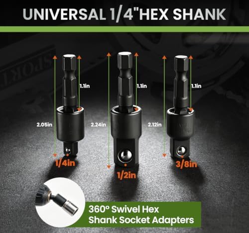 WDWKH Right Angle Drill Attachment Kit, Flexible Shaft Extension & Socket Adapters for Tight Space — view 2