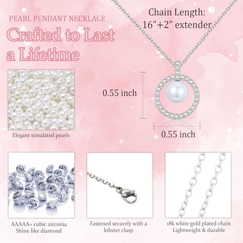 EPIRORA Gifts for Daughter Niece Sister Granddaughter, Silver Pearl Pendant Ciecle Necklace Jewellery Presents for Women Girls on Birthday Christmas Mother's Day Valentines Day3