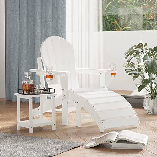 Sundale Outdoor Plastic All-Weather Adirondack Chair Ottoman, Adirondack Chair Footrest, Fade And Rust Resistant, Perfect For Outside Patio Garden Pool Yard White #TOP5