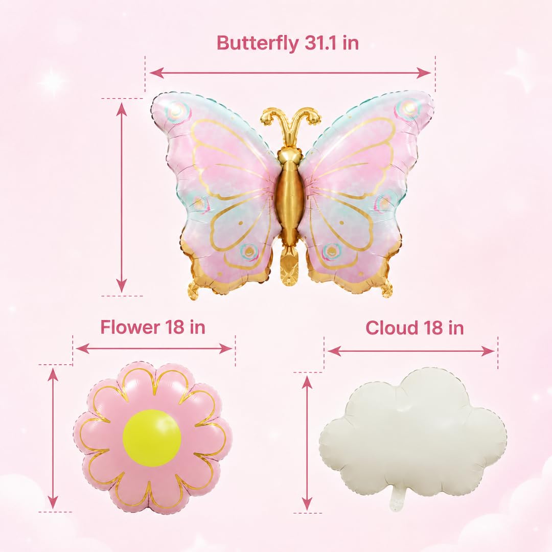 Pastel Butterfly Balloons - Party Decoration Set -3 Pastel Butterfly Balloons - Party Decoration Set -3