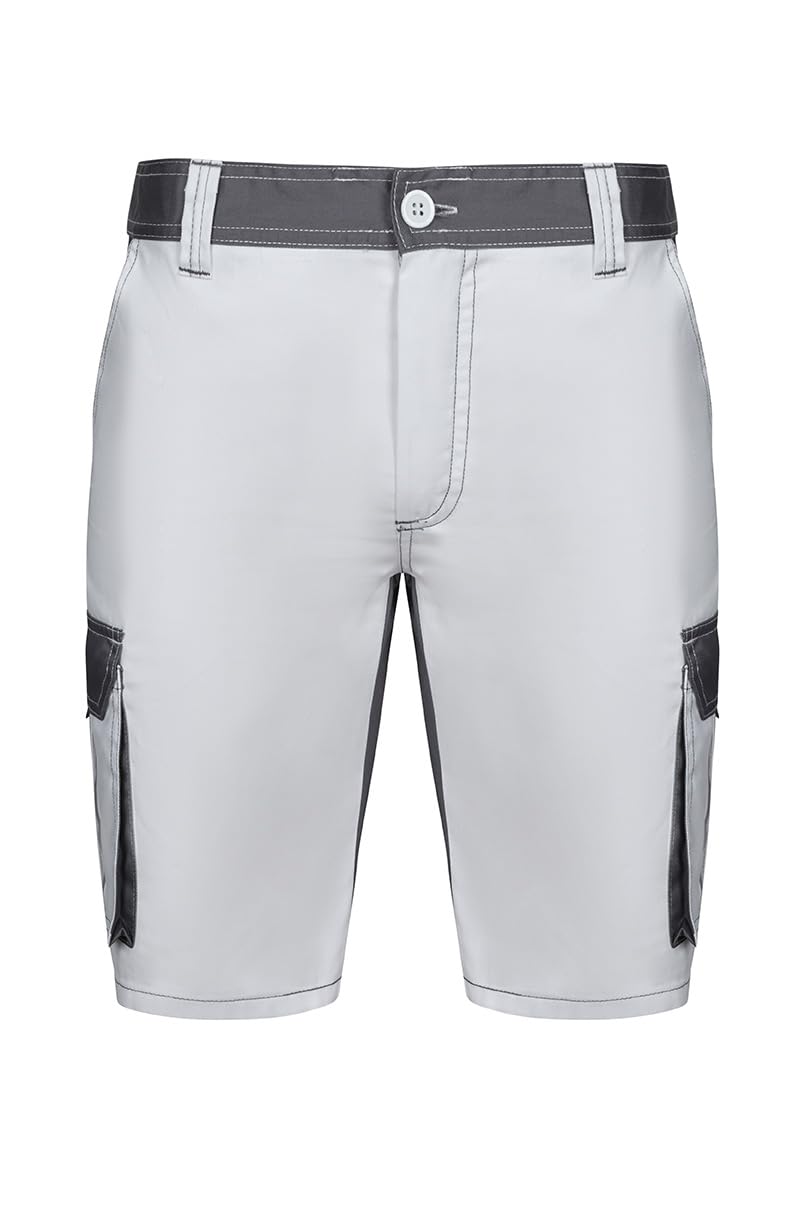 Velilla - 103021B; Bermuda bicolor multibolsillos; color blanco y gris; talla 48