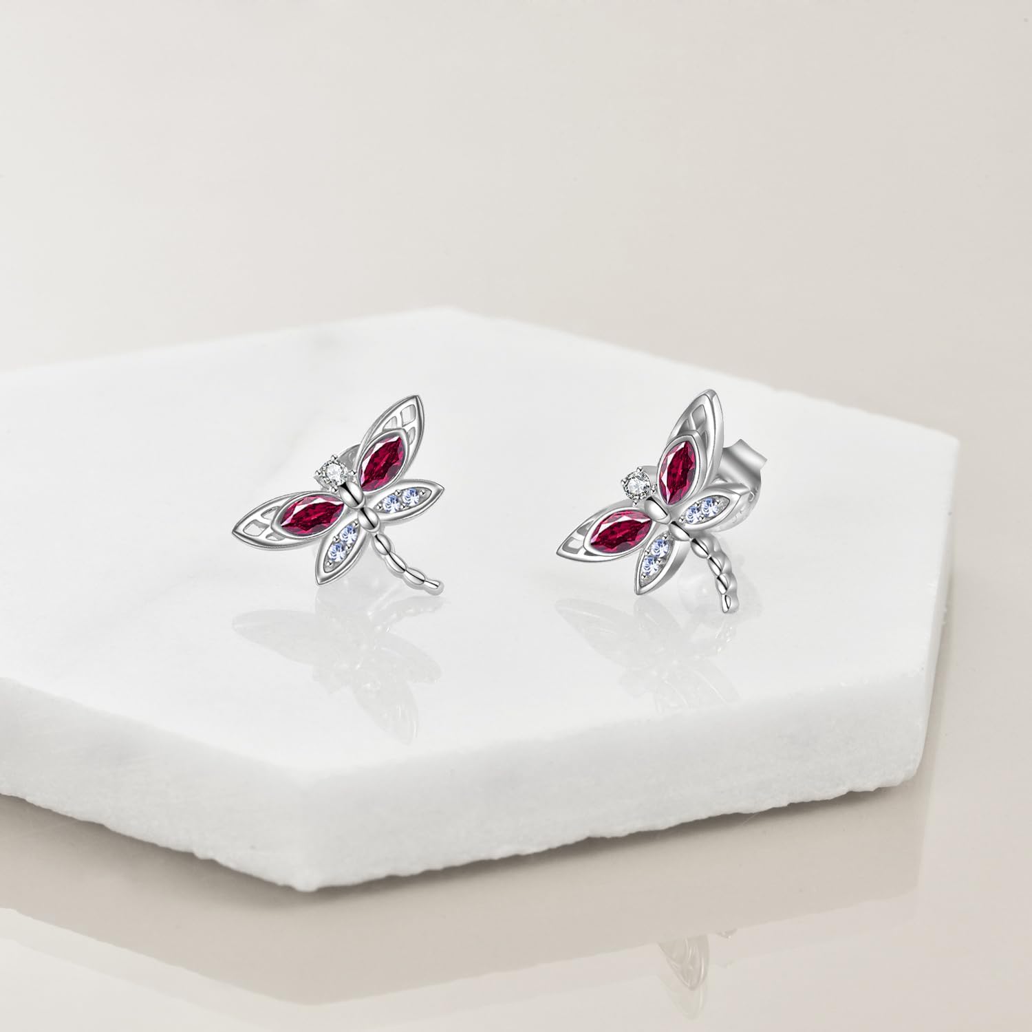 AOBOCO Dragonfly Earrings Studs with Crystal Sterling Silver Dragonflies Jewelry Gifts for Women Birthday Christmas Gifts - Image 2