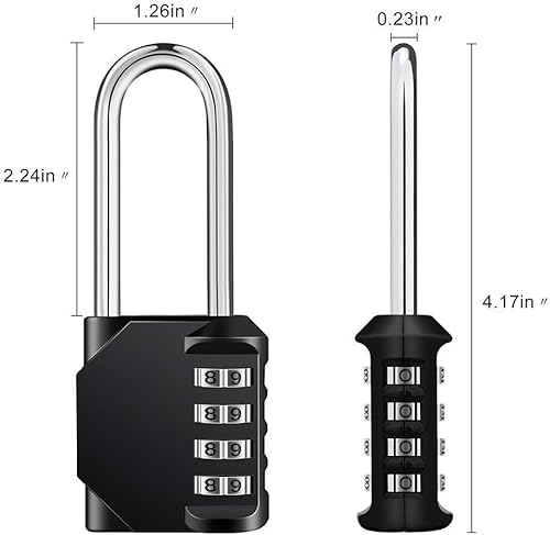 Miniatura 5 de ZHEGE Cerradura de combinación, candado impermeable de 4 dígitos reiniciable para escuela, gimnasio, casillero de empleados, valla, puerta, caja de