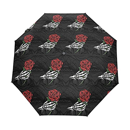 Parapluie tête de mort et rose rouge le cadeau vintage idéal